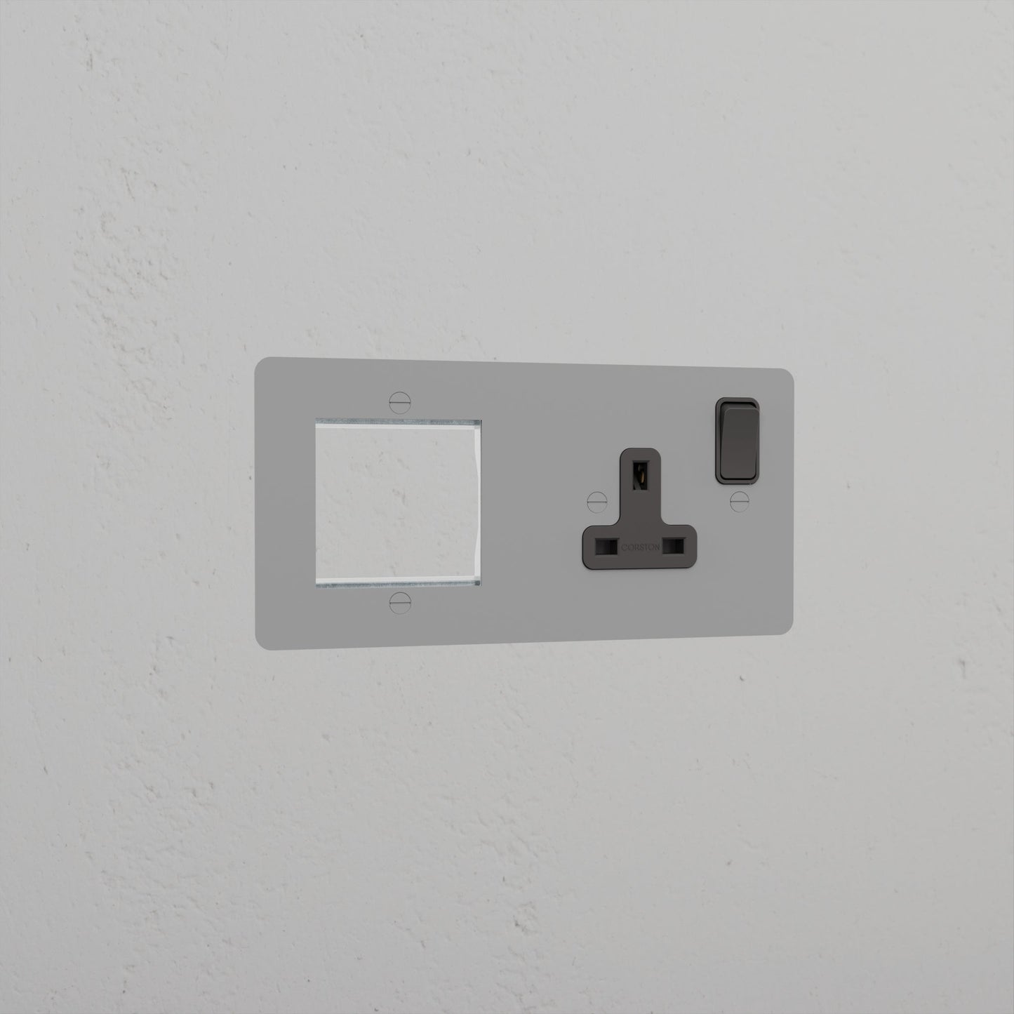 Rynx | 1G 50mm Module & Single Socket UK Plate - Malbar Black