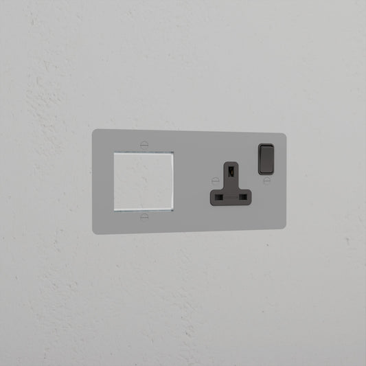 Rynx | 1G 50mm Module & Single Socket UK Plate - Malbar Black