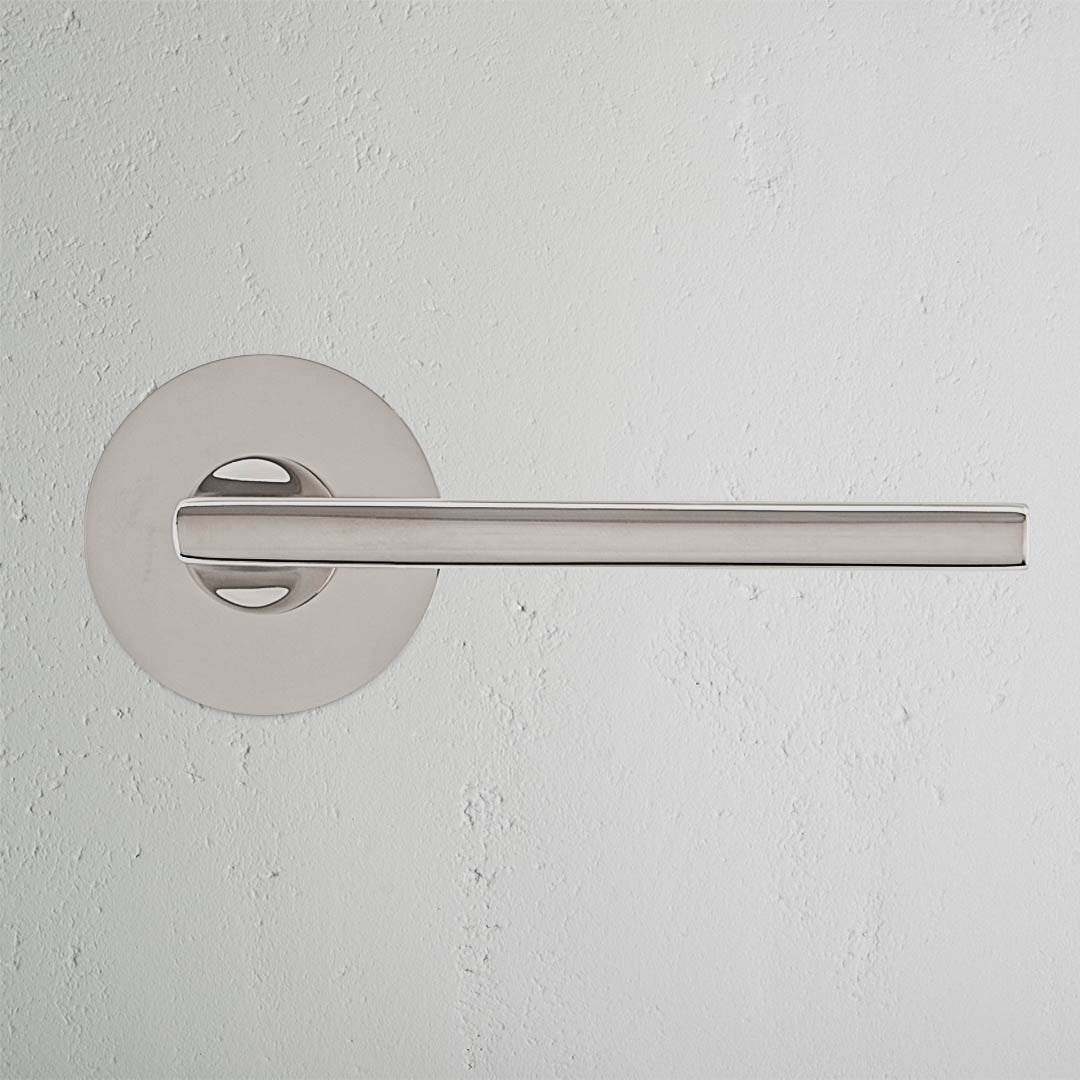 Rynx | Clayton Flush Rose Spring Door Handle - Polished Nickel