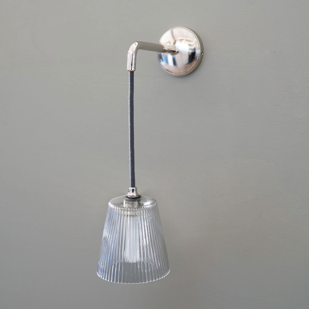 Rynx | Richmond Small Hanging Wall Light Ribbed Glass - Polished Nickel