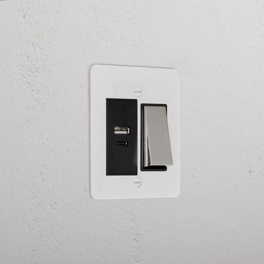 Rynx | 1G Two Way Rocker + USB A+C Slimline Switch - Malbar Polished Nickel Black