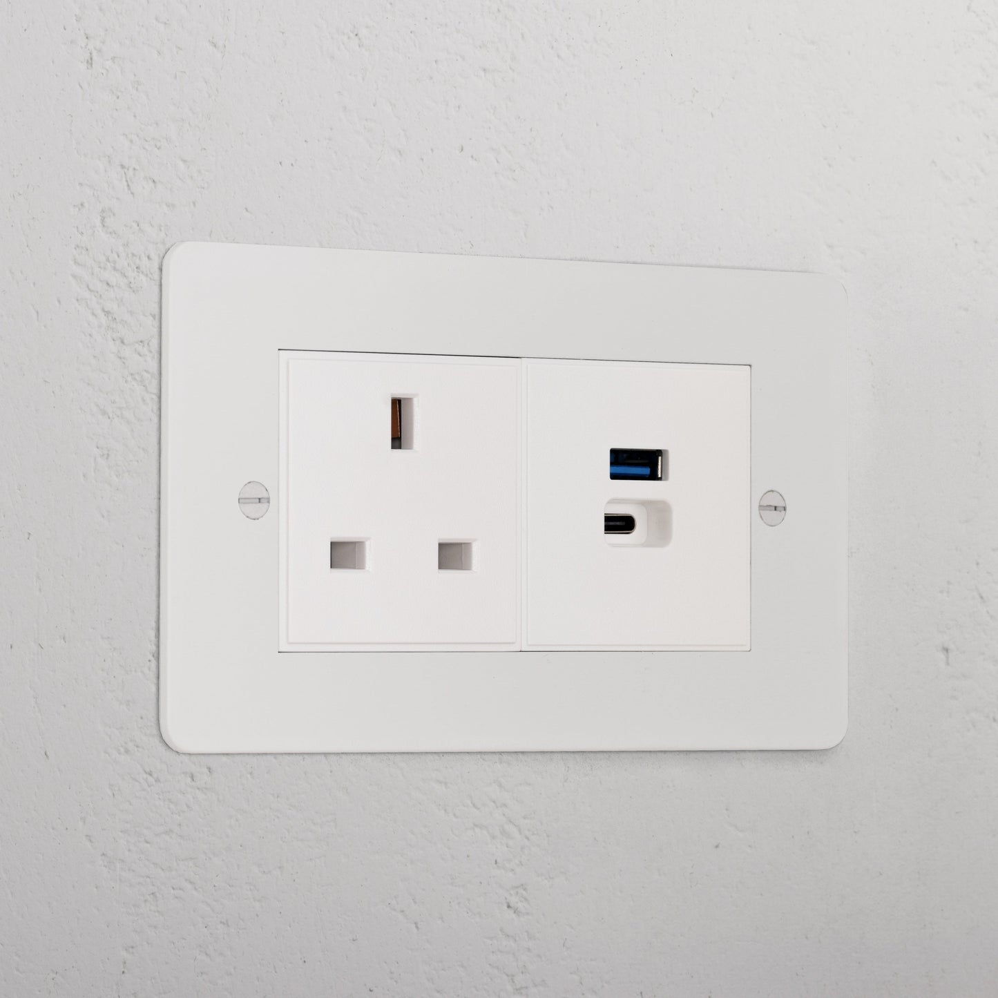 Rynx | 13A Socket + USB A+C Fast Charging - Malbar White