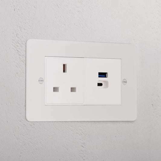 Rynx | 13A Socket + USB A+C Fast Charging - Malbar White