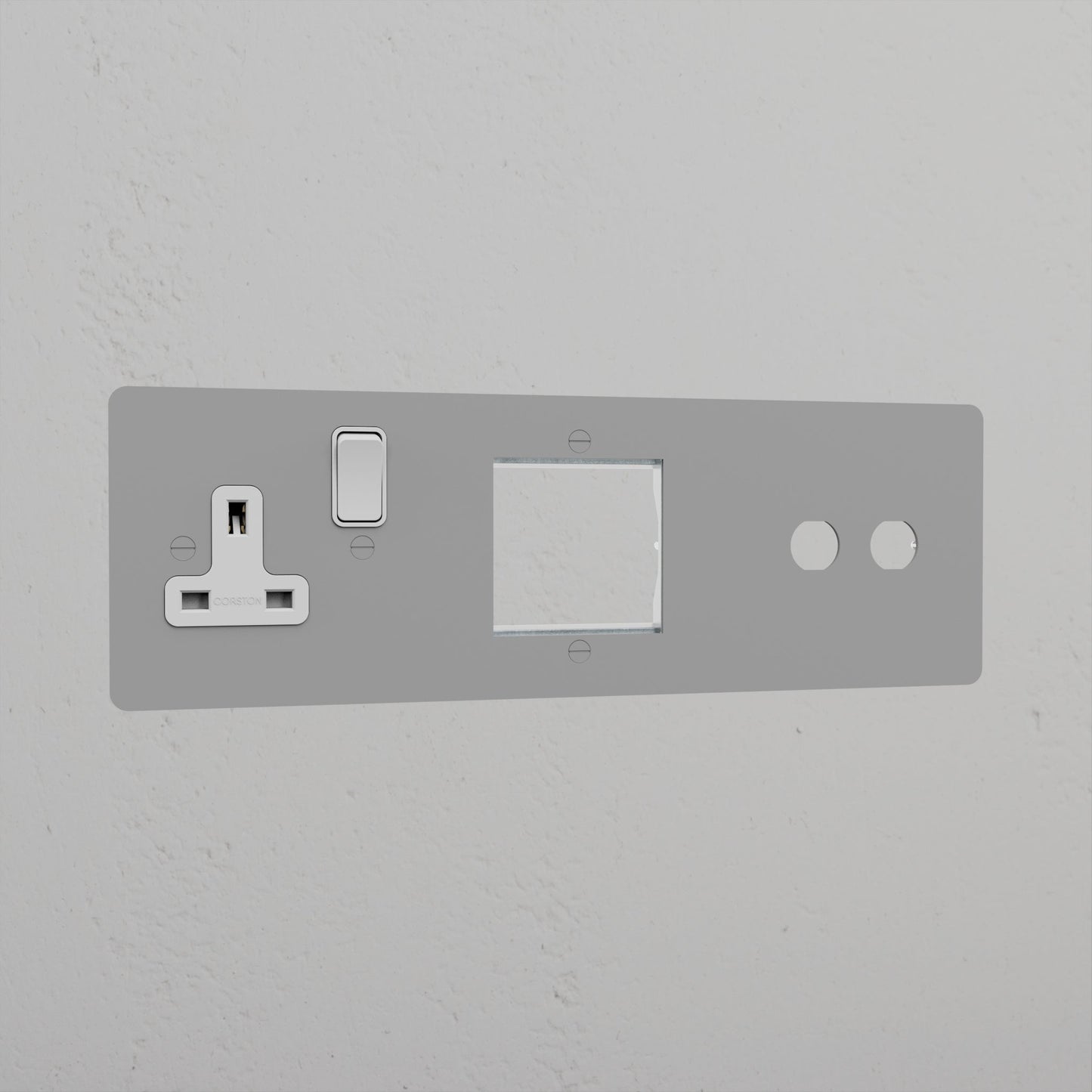 Rynx | Simple Socket UK & 1G 50mm Module & 2G Switch Plate - Malbar White