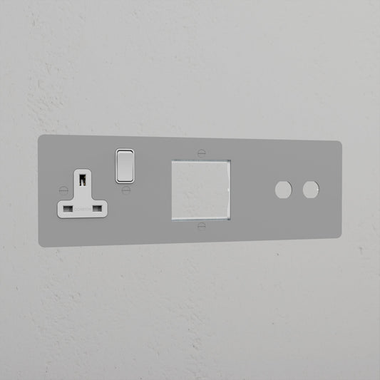 Rynx | Simple Socket UK & 1G 50mm Module & 2G Switch Plate - Malbar White