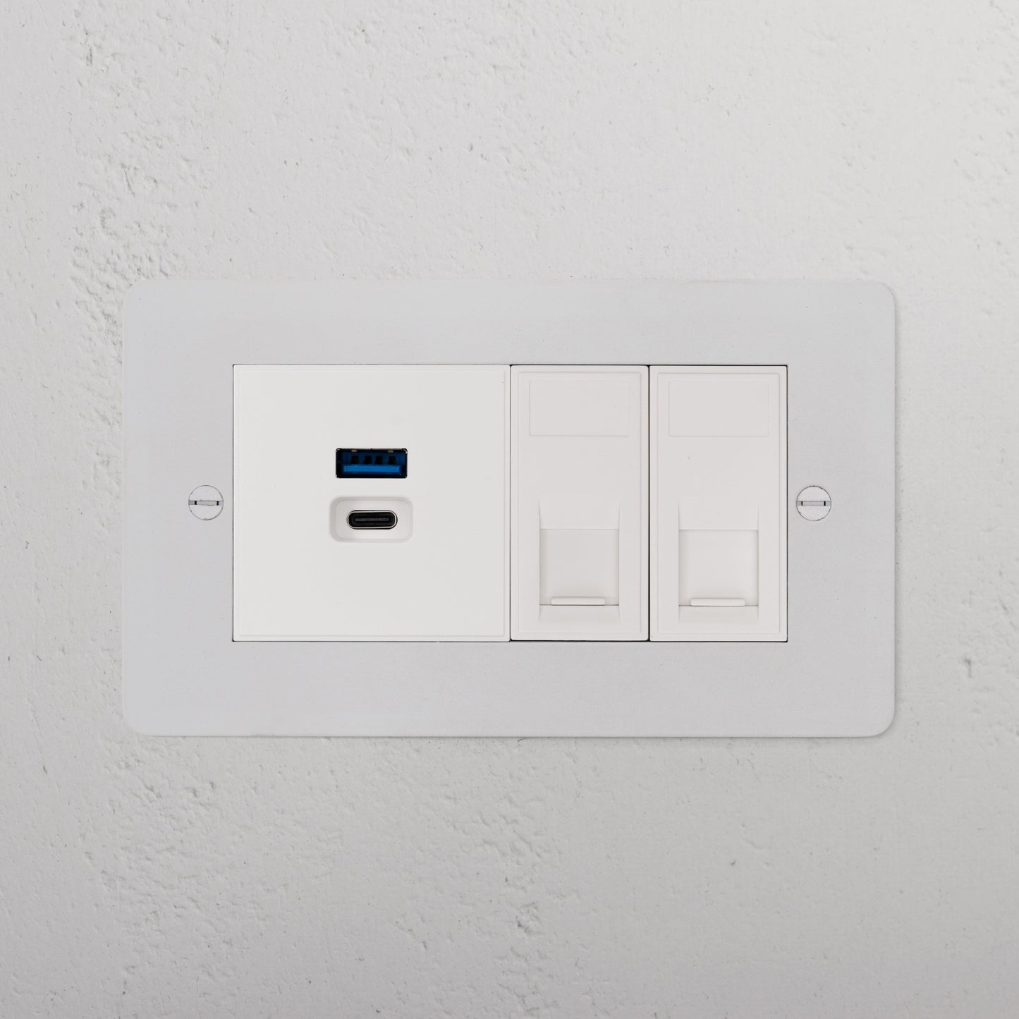 Rynx | 2x CAT 6 + USB A+C Fast charging outlet - Malbar White