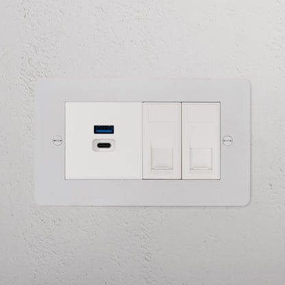 Rynx | 2x CAT 6 + USB A+C Fast charging outlet - Malbar White
