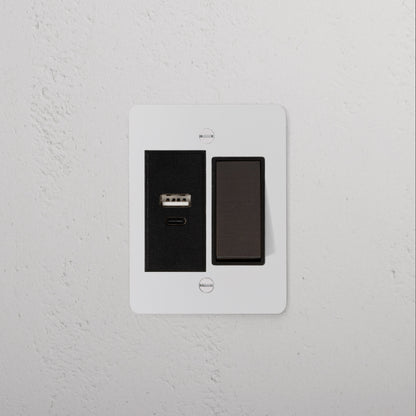 Rynx | 1G To Way Rocker + USB A+C Slimline Switch - Malbar Bronze Black