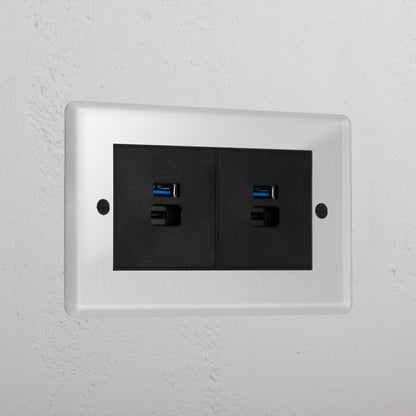 Rynx | 2x USB A+C Fast Charging Port - Clear Black
