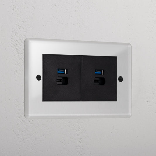 Rynx | 2x USB A+C Fast Charging Port - Clear Black