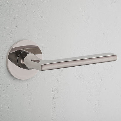 Rynx | Clayton Flush Rose Spring Door Handle - Polished Nickel