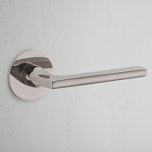 Rynx | Clayton Flush Rose Spring Door Handle - Polished Nickel