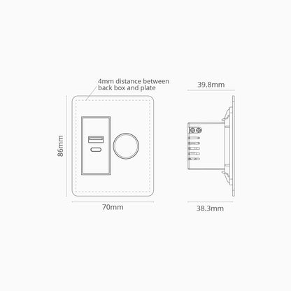 Rynx | 1G Two Way Dimmer + USB A+C Slimline Switch - Malbar Polished Nickel White
