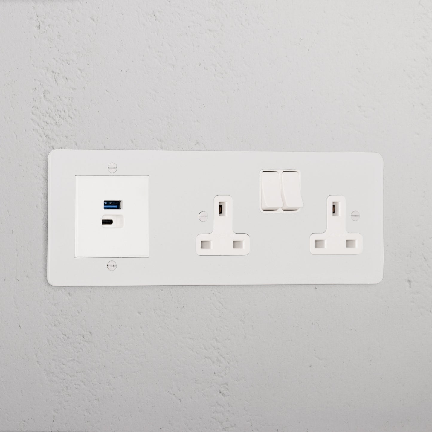 Rynx | Double Socket + USB A+C Fast Charging - Malbar White