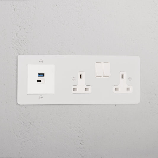 Rynx | Double Socket + USB A+C Fast Charging - Malbar White