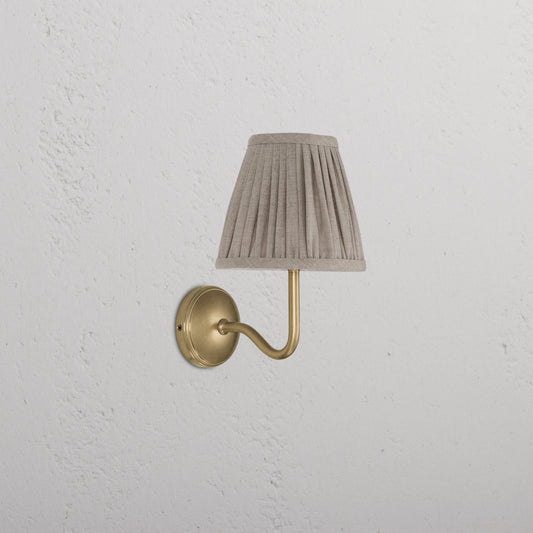 Rynx | Malvern Small Wall Lamp Pleated Natural Beige - Antique Brass