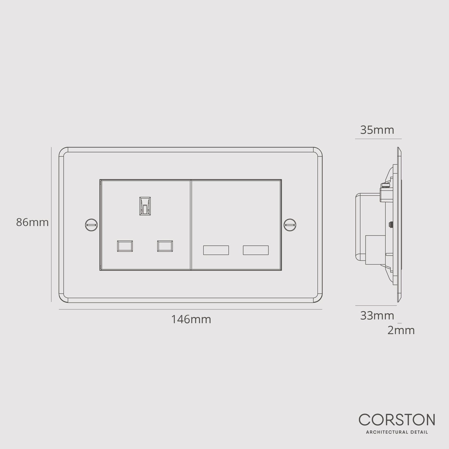 Rynx | 13A Contact + USB A+C Fast Charging - Clear Black