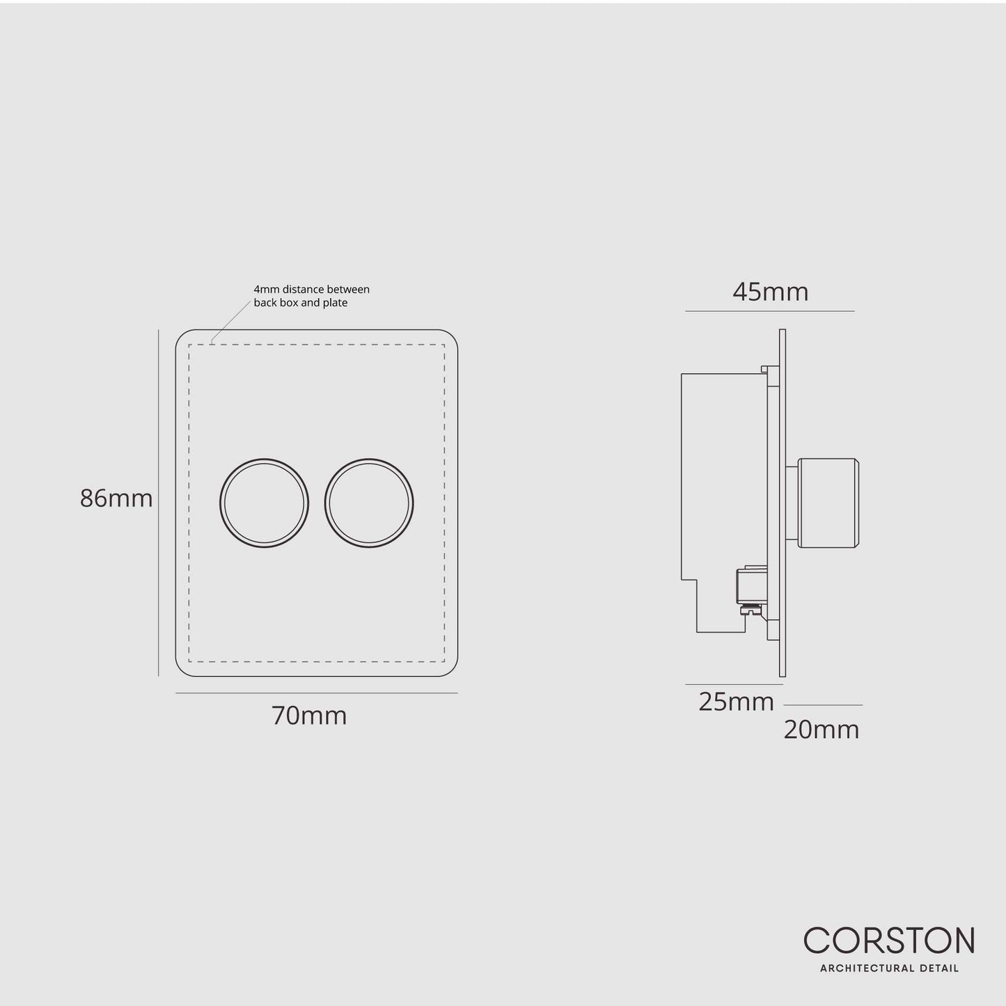 Rynx | 2G Two Way Dimmer Slimline Switch - Clear Polished Nickel
