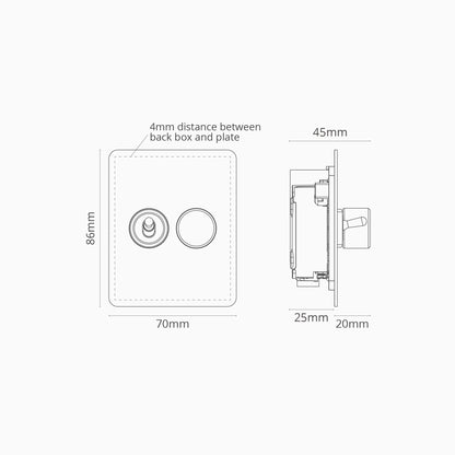 Rynx | 2G Mixed Slimline Switch 1T1D - Matt Polished Nickel