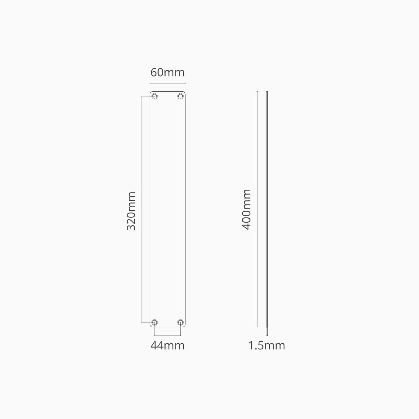 Rynx | Harper Push Plate 400mm - Polished Nickel