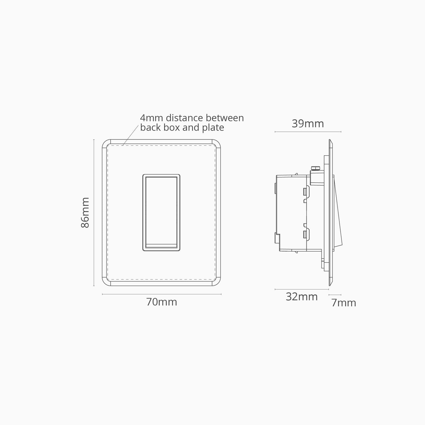 Rynx | 1G Two Way Rocker Slimline Switch - Clear Antique Brass Black