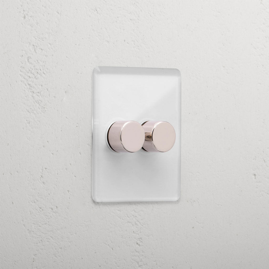 Rynx | 2G Two Way Dimmer Slimline Switch - Clear Polished Nickel