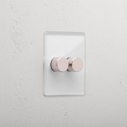 Rynx | 2G Two Way Dimmer Slimline Switch - Clear Polished Nickel