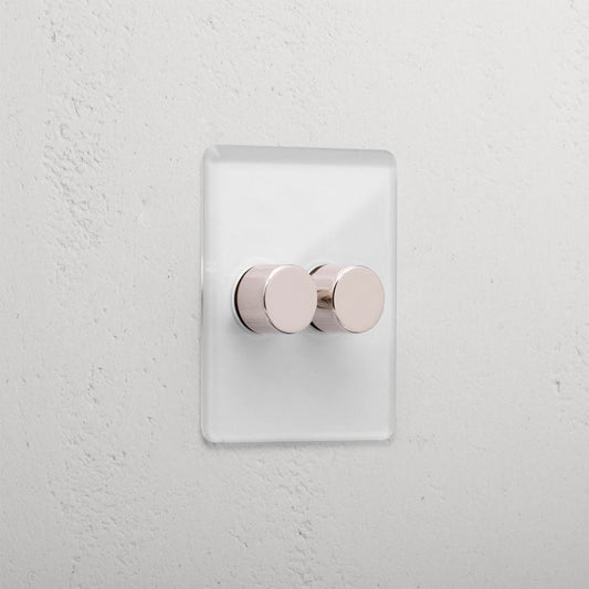 Rynx | 2G Two Way Dimmer Slimline Switch - Clear Polished Nickel