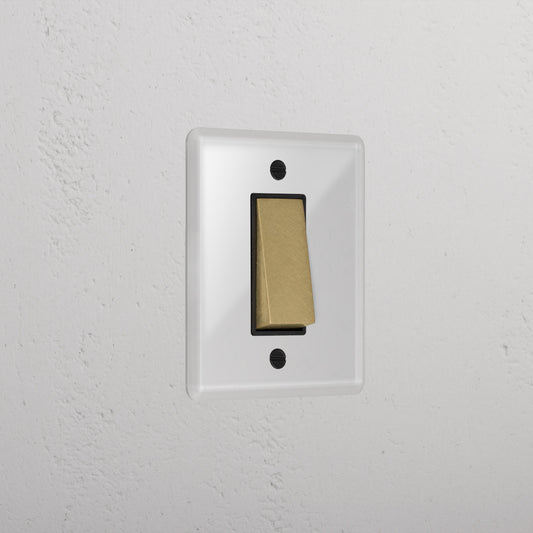 Rynx | 1G Two Way Rocker Slimline Switch - Clear Antique Brass Black