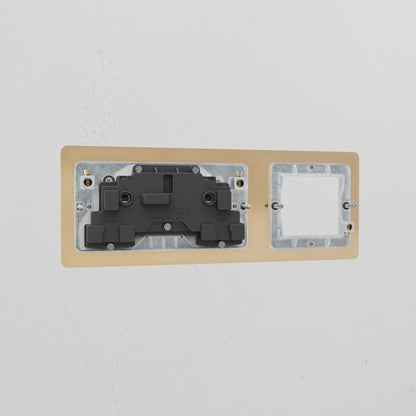 Rynx | 1G 50mm Module & Double Socket UK Plate - Antique Brass White