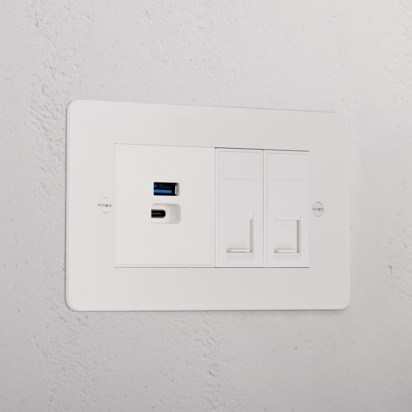 Rynx | 2x CAT 6 + USB A+C Fast charging outlet - Malbar White