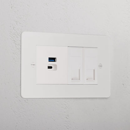 Rynx | 2x CAT 6 + USB A+C Fast charging outlet - Malbar White