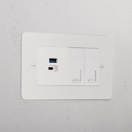 Rynx | 2x CAT 6 + USB A+C Fast charging outlet - Malbar White