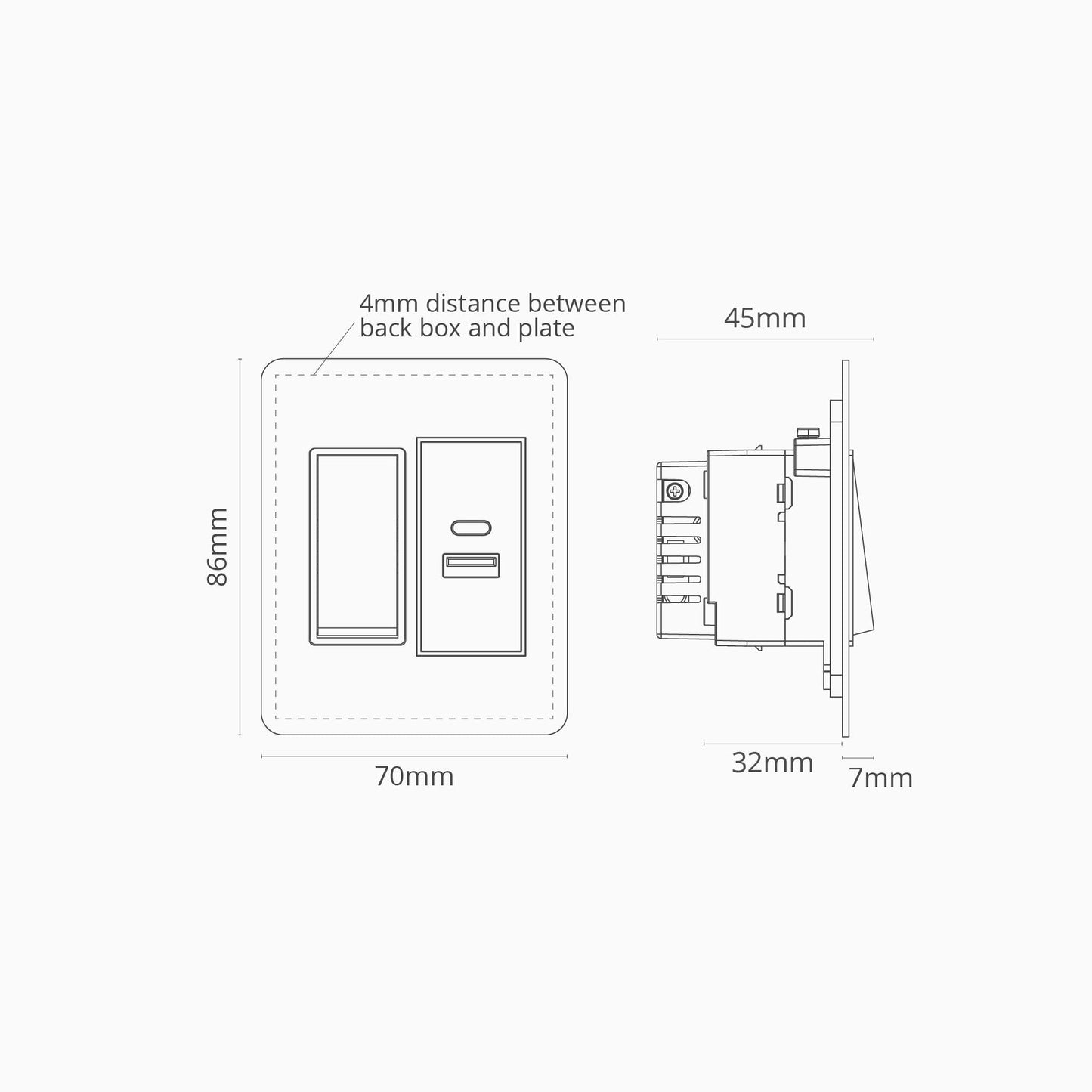 Rynx | 1G Two Way Rocker + USB A+C Slimline Switch - Malbar Polished Nickel Black