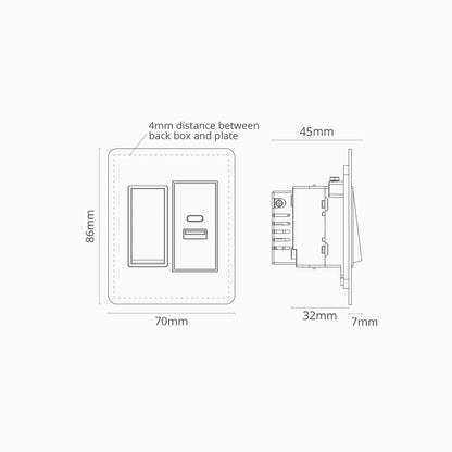 Rynx | 1G Two Way Rocker + USB A+C Slimline Switch - Malbar Polished Nickel Black