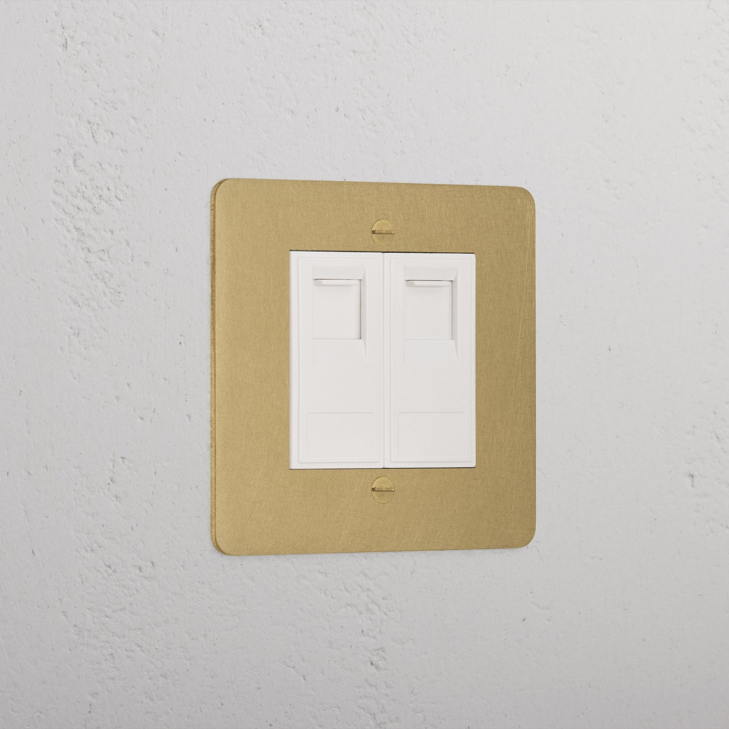 Rynx | 2x CAT6 Socket - Antique Brass White