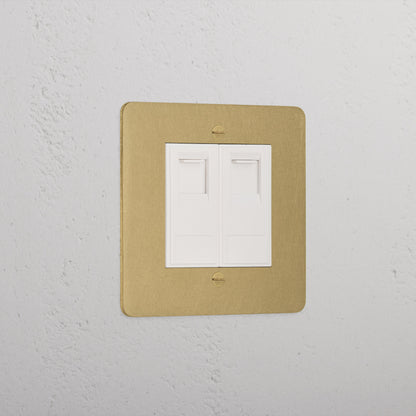 Rynx | 2x CAT6 Socket - Antique Brass White