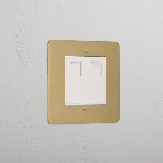 Rynx | 2x CAT6 Socket - Antique Brass White
