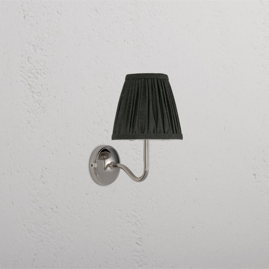 Rynx | Malvern Small Wall Lamp Pleated Deep Green - Polished Nickel