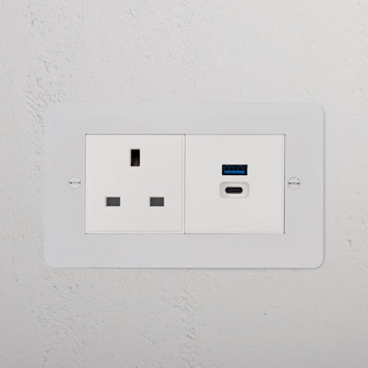 Rynx | 13A Socket + USB A+C Fast Charging - Malbar White