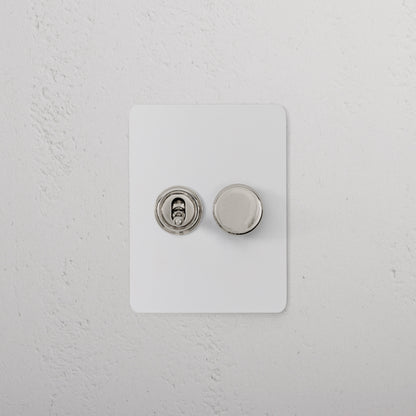 Rynx | 2G Mixed Slimline Switch 1T1D - Matt Polished Nickel