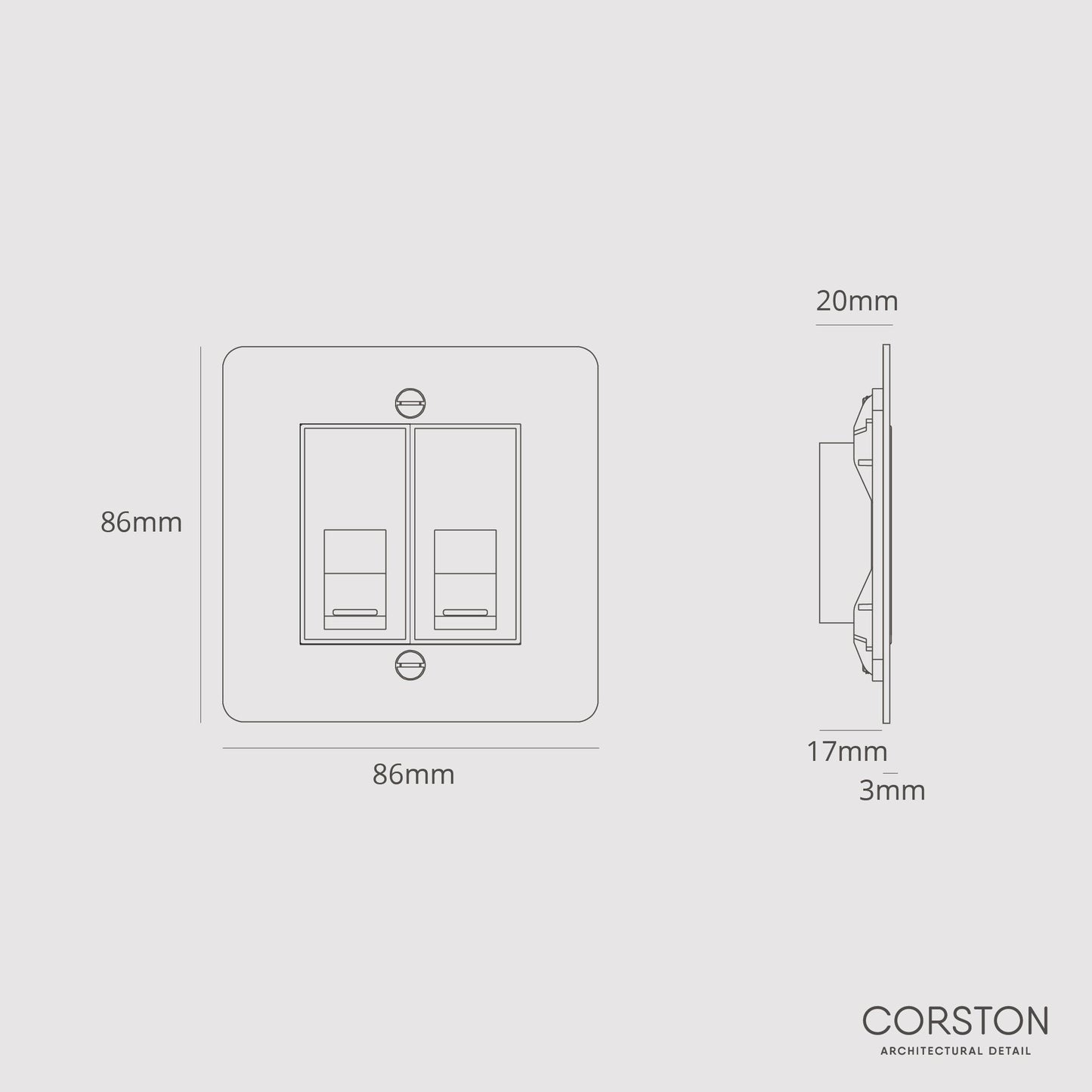 Rynx | 2x CAT6 Socket - Antique Brass White