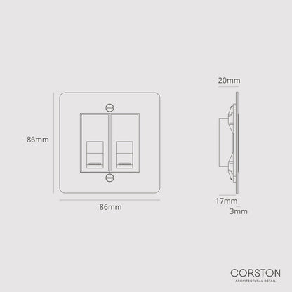 Rynx | 2x CAT6 Socket - Antique Brass White