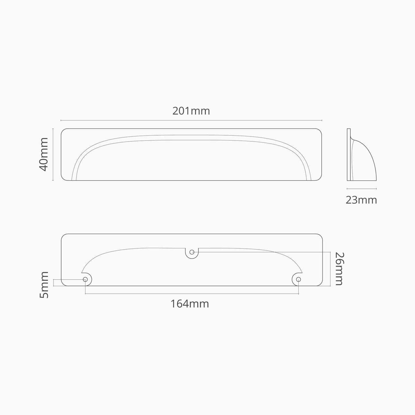 Rynx | Elm Cup Handle 164mm - Polished Nickel