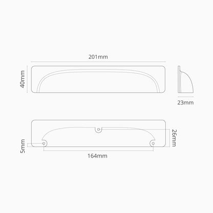 Rynx | Elm Cup Handle 164mm - Polished Nickel