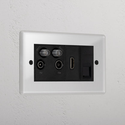 Rynx | TV antenna + HDMI + CAT6 connector - Clear black