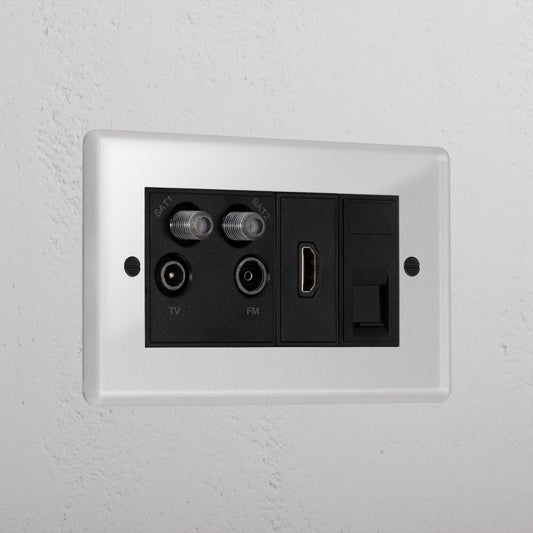 Rynx | TV antenna + HDMI + CAT6 connector - Clear black