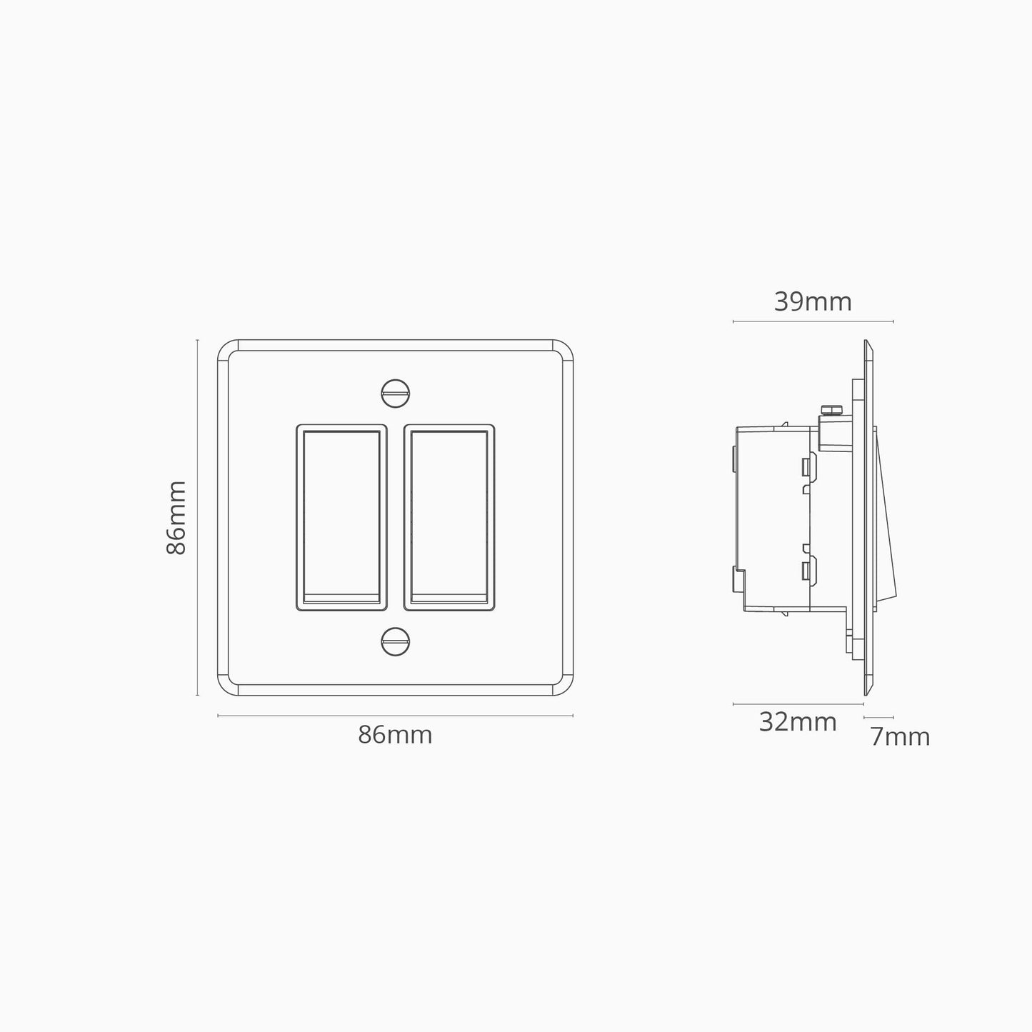 Rynx | 2G Two Way Rocker Switch - Clear Antique Brass Black