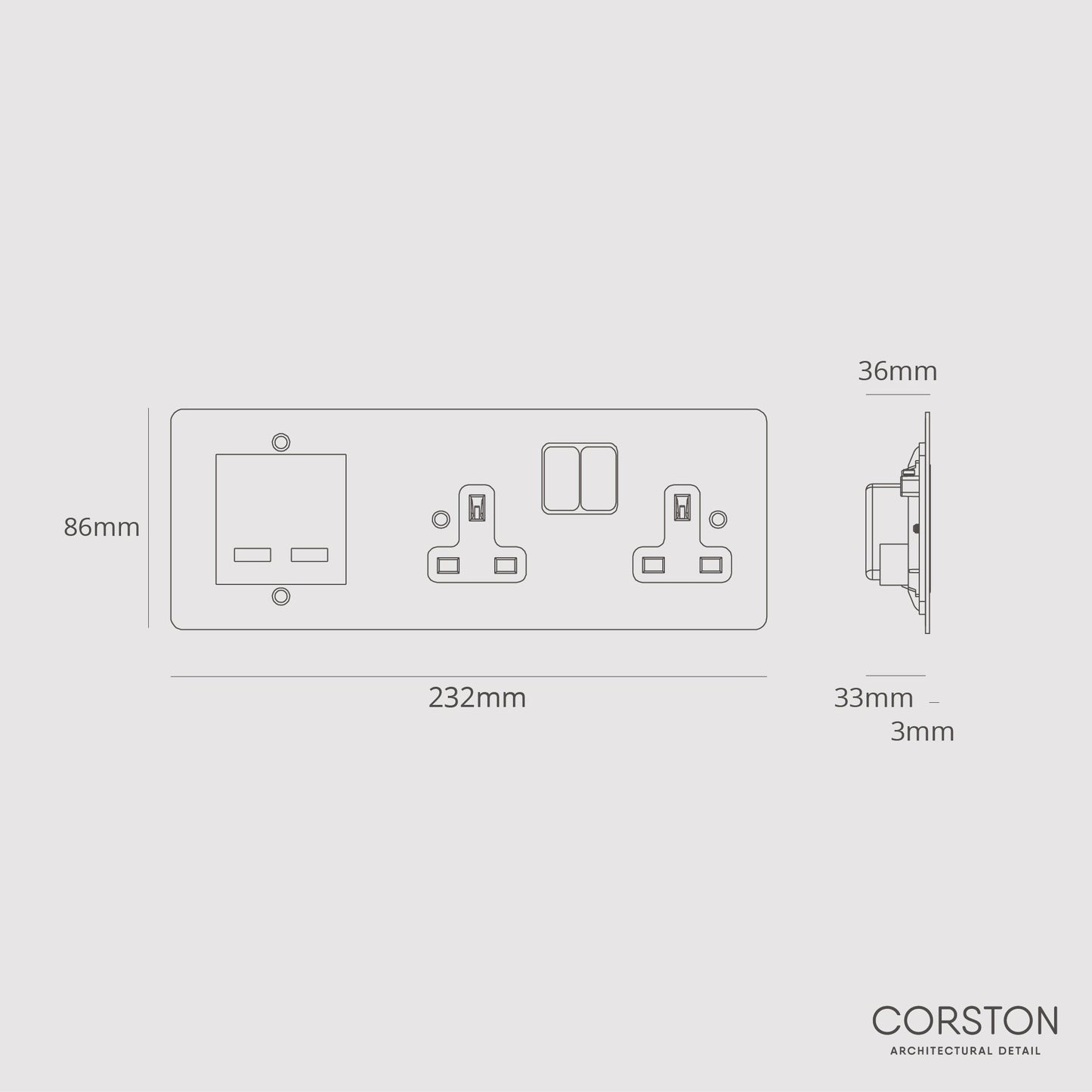 Rynx | Double Socket + USB A+C Fast Charging - Malbar White
