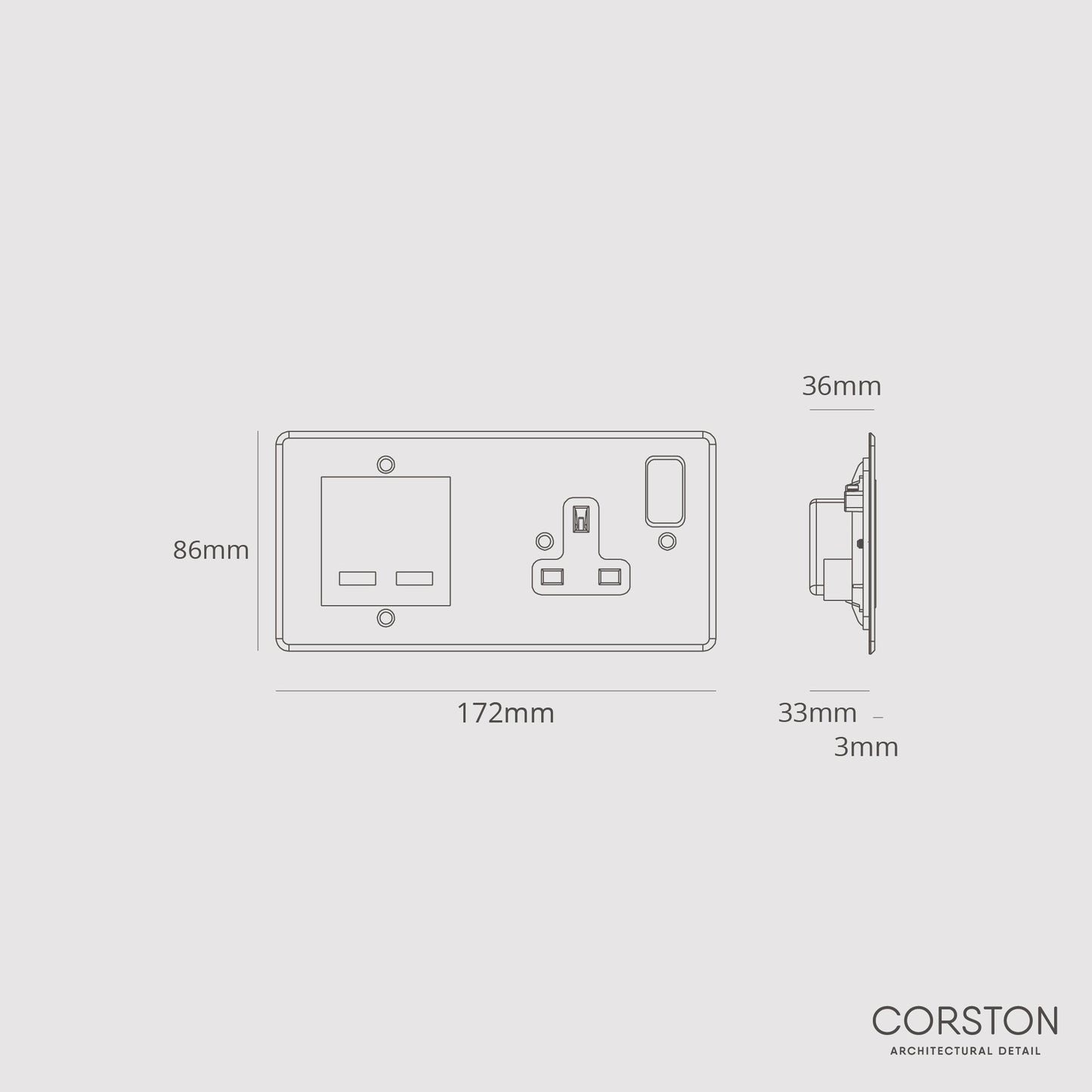 Rynx | Single Outlet + USB A+C Quick Charge - Clear Black
